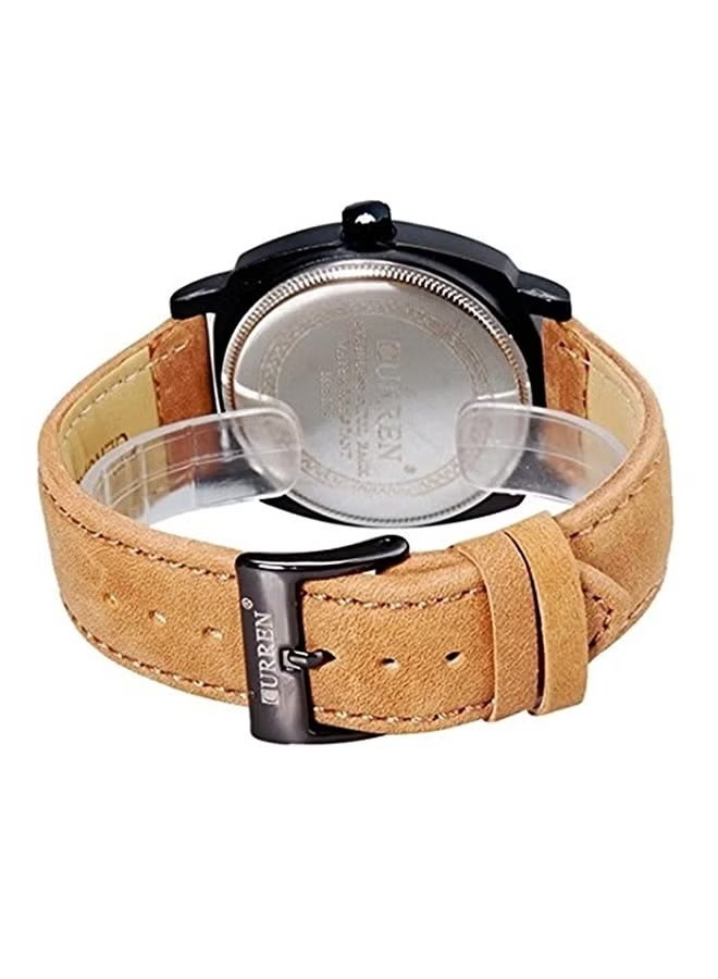 Men's Water Resistant Leather Analog Wrist Watch