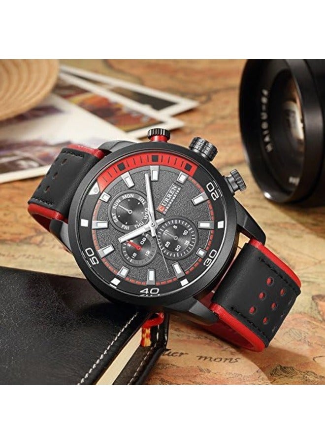 Men's Sports Watch with Waterproof Leather Strap – Durable and Stylish Timepiece for Active Lifestyles.