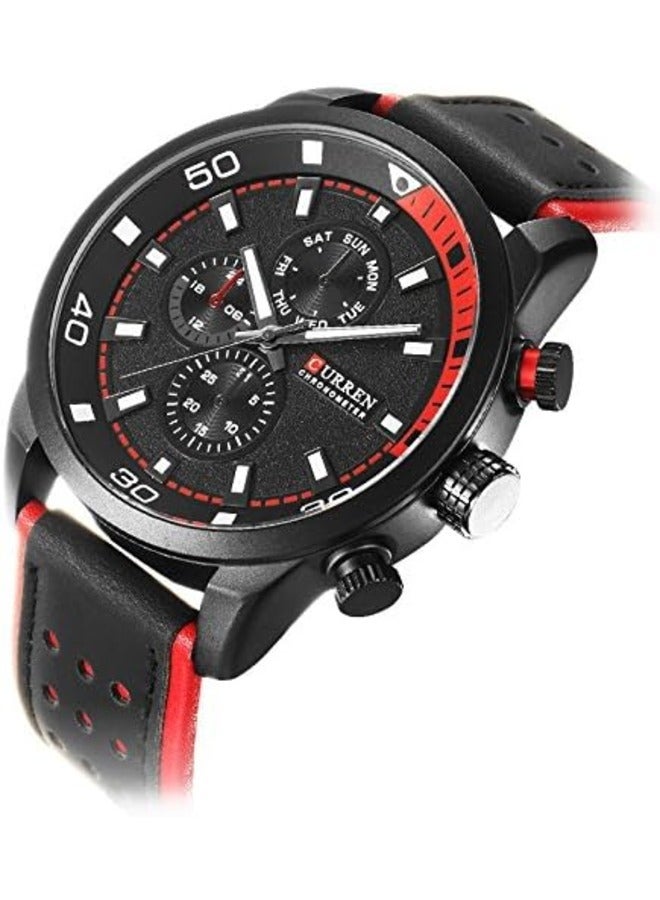 Men's Sports Watch with Waterproof Leather Strap – Durable and Stylish Timepiece for Active Lifestyles.