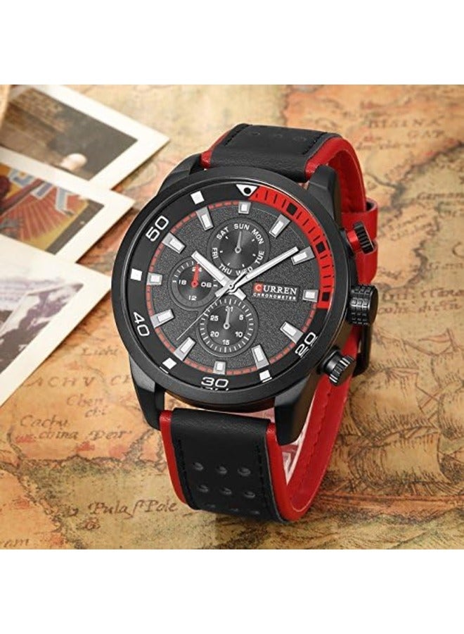 Men's Sports Watch with Waterproof Leather Strap – Durable and Stylish Timepiece for Active Lifestyles.