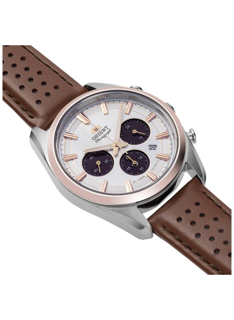 Chronograph Solar Leather Strap Men's Watch RA-TX0306S