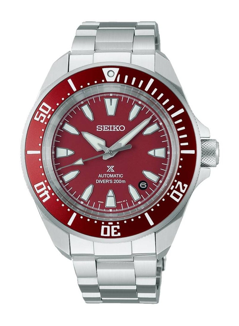 Prospex Automatic Diver's 200m Red Dial Stainless Steel Men's Watch SRPL11K1