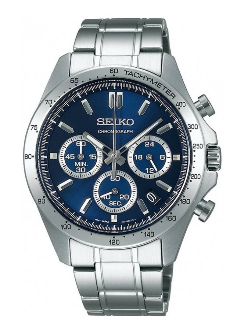 Chronograph Quartz Blue Dial Stainless Steel Men's Watch SBTR011