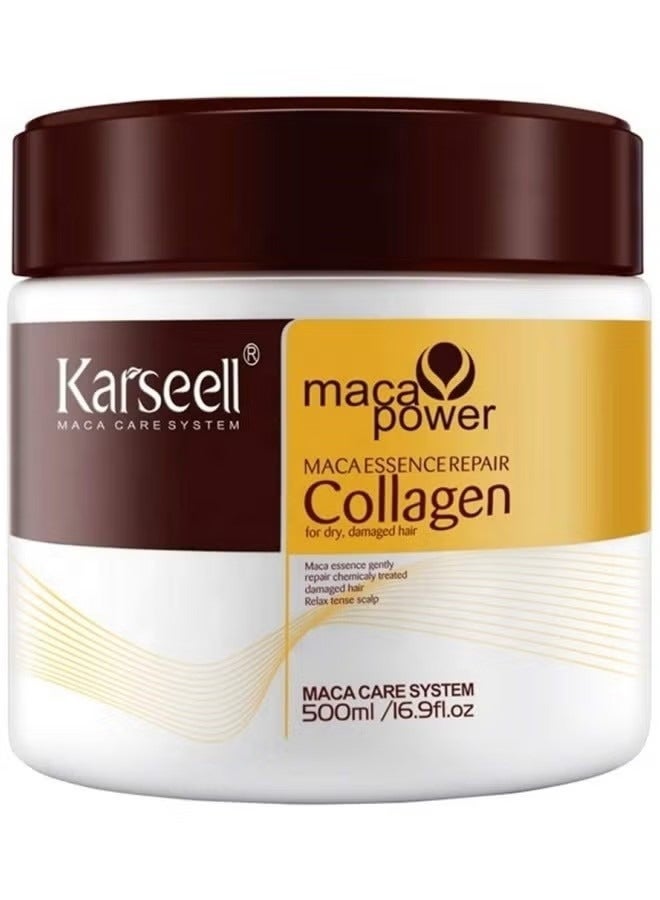 Karseell Collagen Hair Treatment Deep Repair Conditioning Argan Oil Collagen Hair Mask Essence for Dry Damaged Hair All Hair Types 16.90 oz 500ml