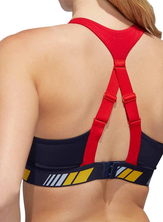 Stronger For It Soft Moto Graphic Bra Blue/Yellow/Red