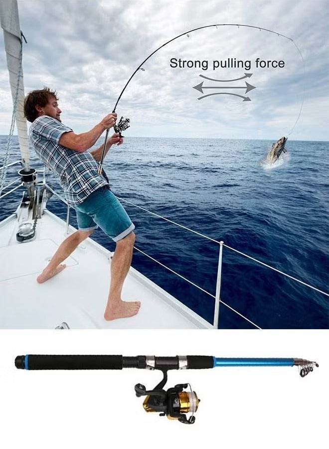 Fishing Rod Set Telescopic Fishing Rod Reel Combination Retracted 67cm with Hook Holder Bell-2.4M