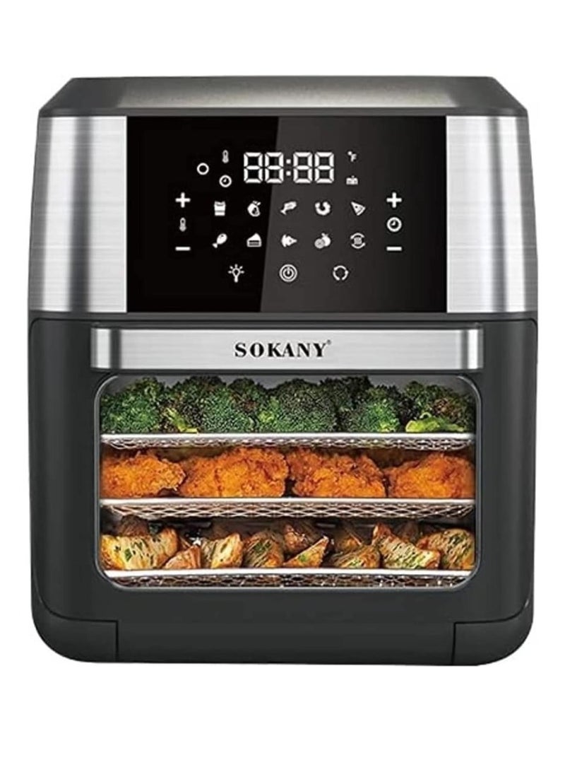 Air Fryer Oven 12L with Large Capacity with 4 Accessories, Multi-Function Digital Air Fryer with Rotisserie, Dehydrator, and Convection Oven - Oil-Free Cooking, 10 Preset Functions, Easy-to-Clean 1800W