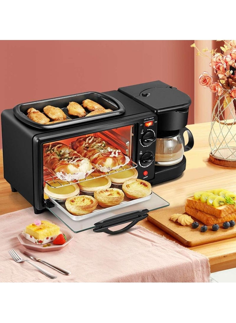 3 in 1 Breakfast Maker (Oven, Griddle Pan and Coffee Machine) Made with Premium Quality Material and Updated Electronics - Break Fast Machine Includes Frying Pan, Oven and Coffee Maker