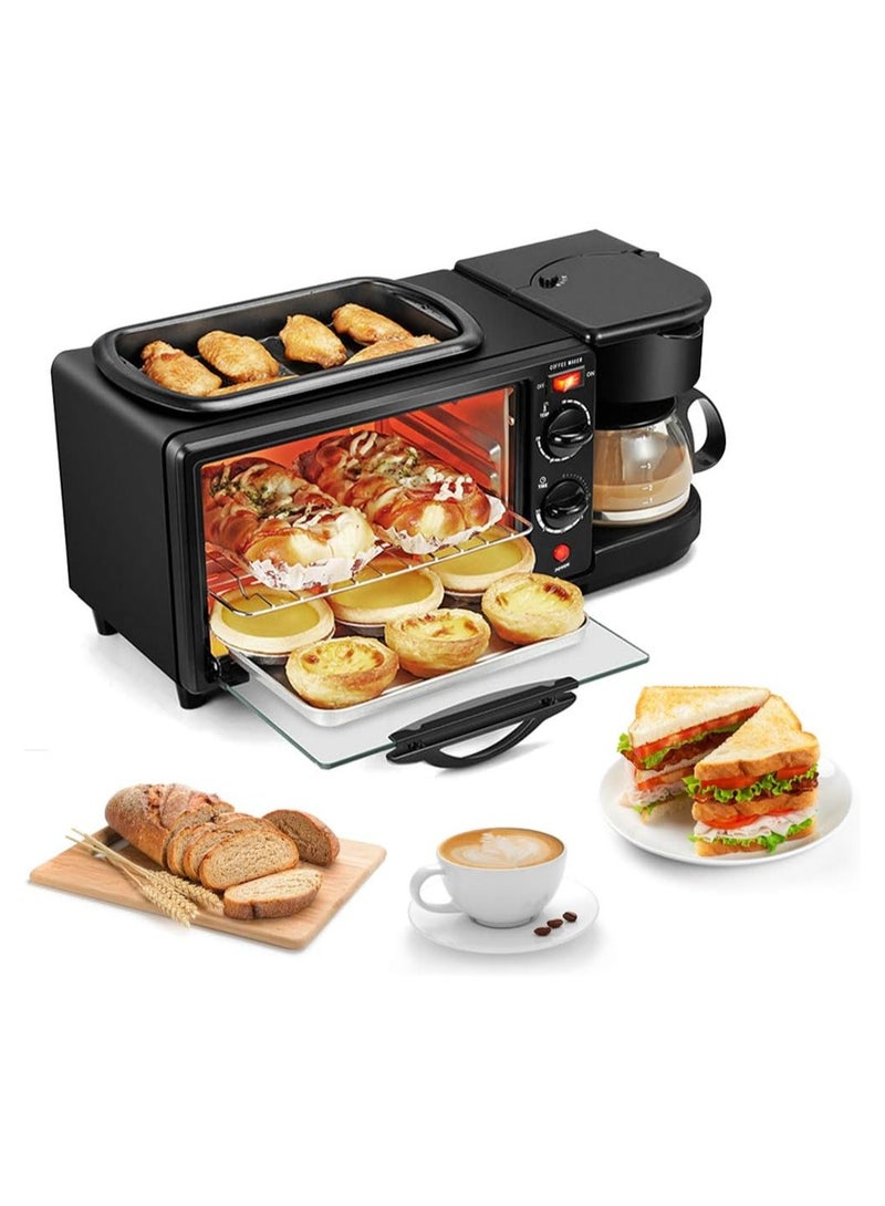 3 in 1 Breakfast Maker (Oven, Griddle Pan and Coffee Machine) Made with Premium Quality Material and Updated Electronics - Break Fast Machine Includes Frying Pan, Oven and Coffee Maker