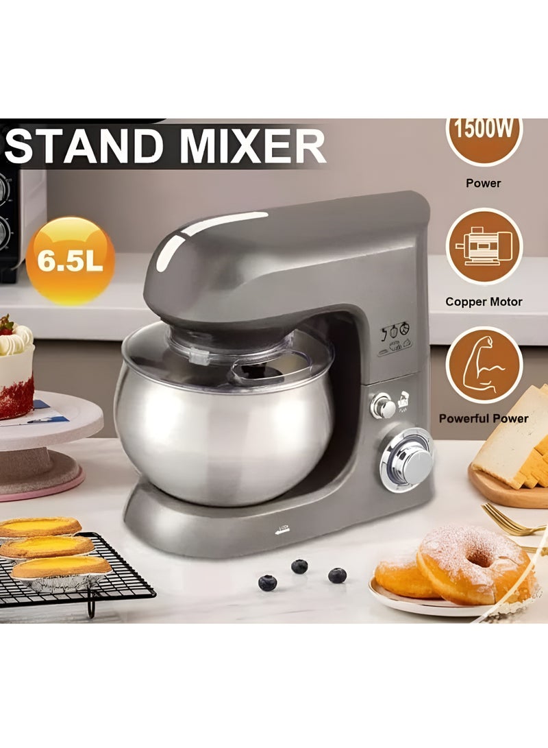 Stand Mixer with Bowl 6.5L Powerful Kitchen Mixer for Baking, 6-Speed Tilt Head Food Mixer with Large Bowl, Dough Hook, Whisk, and Beater Attachments Perfect for Bread, Cake, and More 1500W