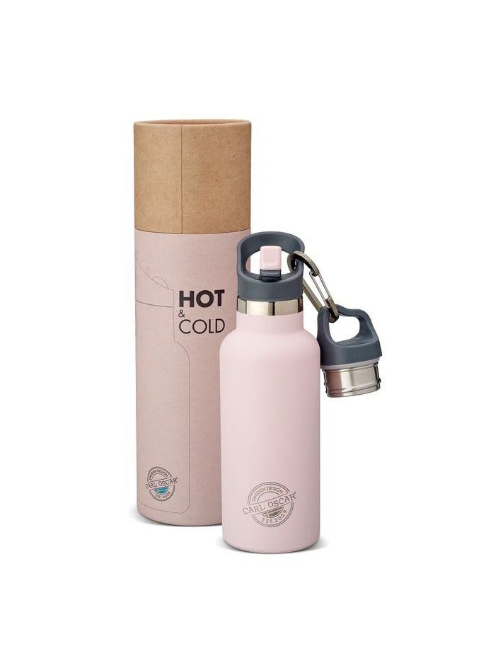 Carl Oscar TEMPflask  Insulated Beverage Flask, Stainless Steel, Leak-Proof Design, Keeps Drinks Hot or Cold, 0.5 L - Pink