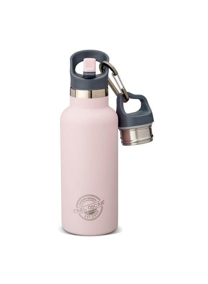 Carl Oscar TEMPflask  Insulated Beverage Flask, Stainless Steel, Leak-Proof Design, Keeps Drinks Hot or Cold, 0.5 L - Pink