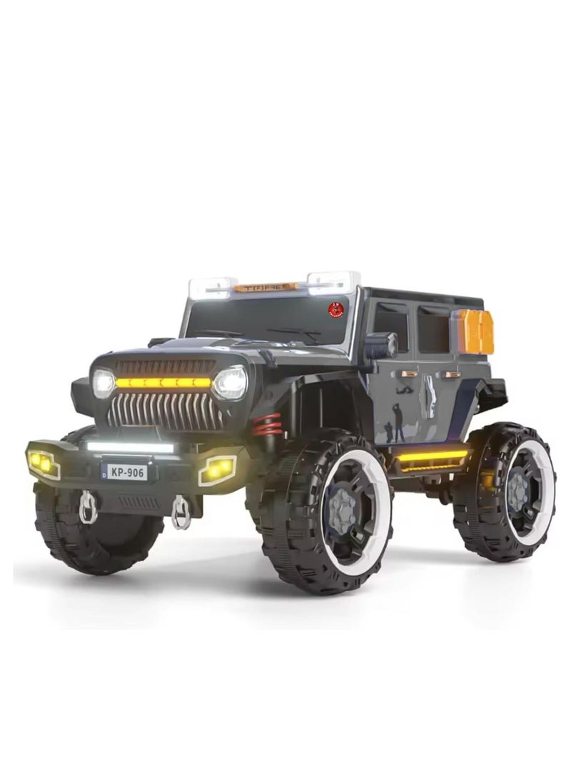 12V Kids Battery Operated 4X4 Heavy Duty Jumbo Ride-On Jeep – Electric Off-Road Toy Car with Remote Control, LED Lights, and Music for Toddlers.