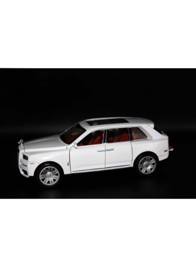 1/24 Rolls-Royce CULLINAN Model Car | Zinc Alloy Pull Back Toy Car with Sound & Light for Kids Boys and Girls (White)