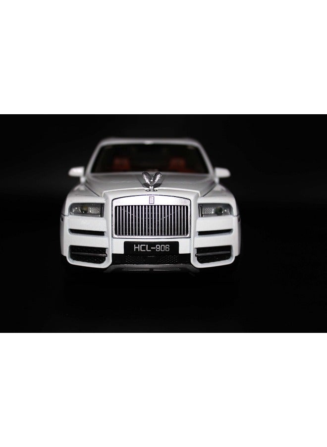 1/24 Rolls-Royce CULLINAN Model Car | Zinc Alloy Pull Back Toy Car with Sound & Light for Kids Boys and Girls (White)