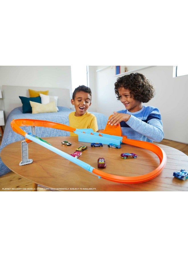 Toy Car Track Set, Rapid Raceway Champion, Multi Car Launcher, Connects To Other Sets, Includes 1:64 Scale Car