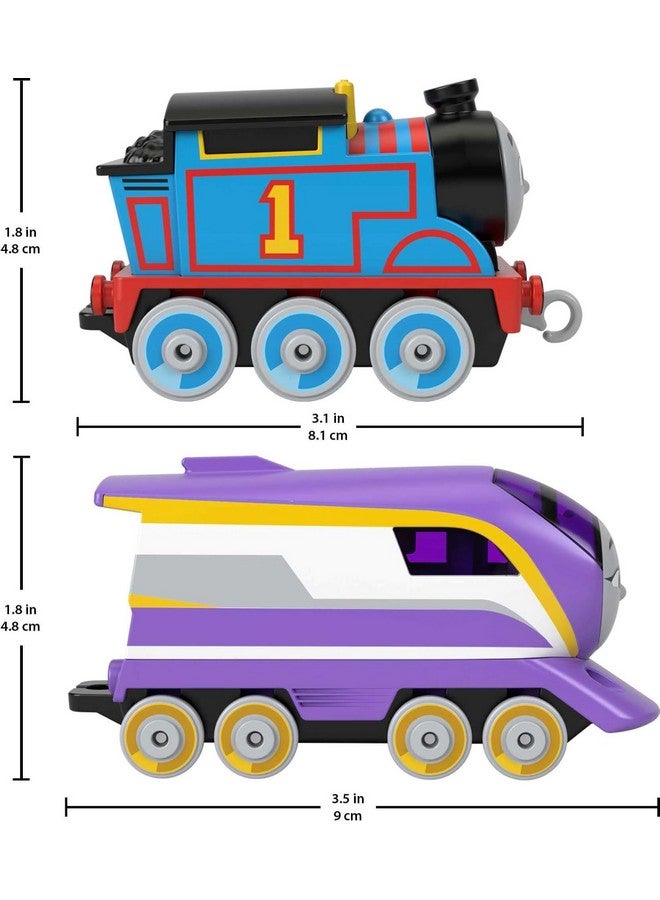 Diecast Toy Train Set Race For The Sodor Cup With Thomas & Kana Engines & Track For Preschool Kids Ages 3+ Years