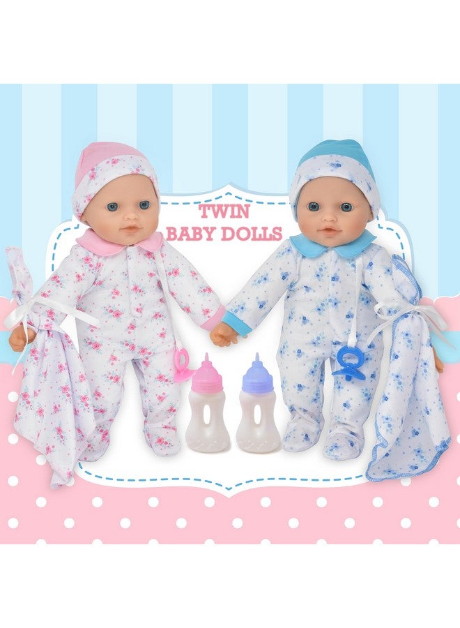 Soft Body Twin Baby Dolls For Toddlers In Gift Box, 12 Inch Baby Doll With Pacifier, Baby Girl Doll And Baby Boy Doll