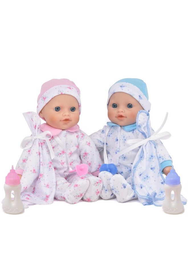 Soft Body Twin Baby Dolls For Toddlers In Gift Box, 12 Inch Baby Doll With Pacifier, Baby Girl Doll And Baby Boy Doll