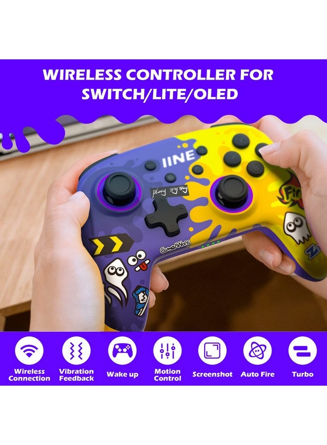 Wireless Game Controller For Nintendo Switch, Graffiti Gamepad Compatible With Switch/Oled, Wake Up, Vibration And Turbo Function