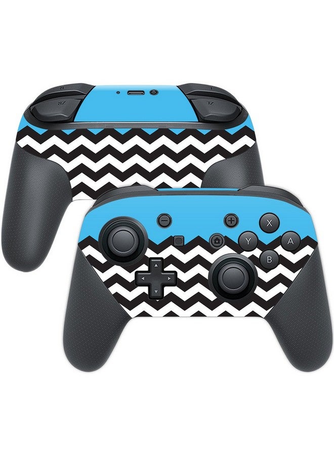 Mightyskins Skin Compatible With Nintendo Switch Pro Controller Baby Blue Chevron | Protective, Durable, And Unique Vinyl Wrap Cover | Easy To Apply, Remove, And Change Styles | Made In The Usa