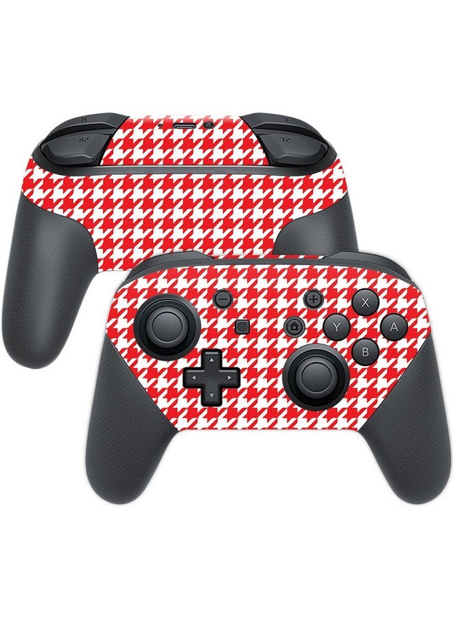 Mightyskins Skin Compatible With Nintendo Switch Pro Controller Red Houndstooth | Protective, Durable, And Unique Vinyl Decal Wrap Cover | Easy To Apply, Remove, And Change Styles | Made In The Usa