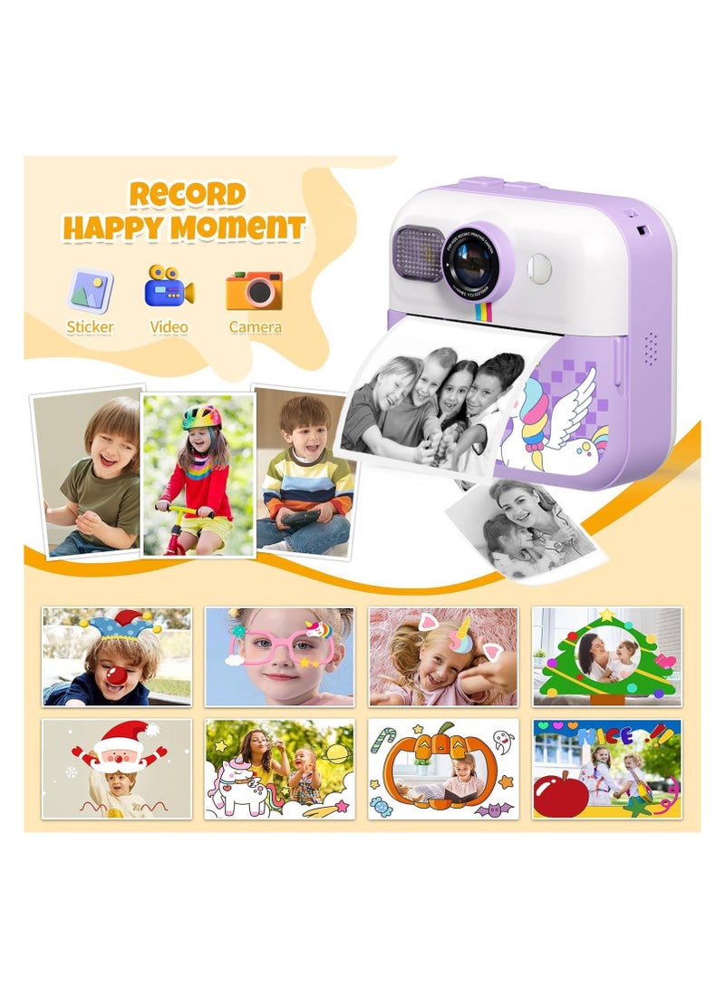 Kids Instant Print Camera with 2.4-Inch Screen, 1080P HD Video, Selfie Function, 32GB SD Card, and Print Paper – Perfect Birthday Gift for Kids Ages 3-12