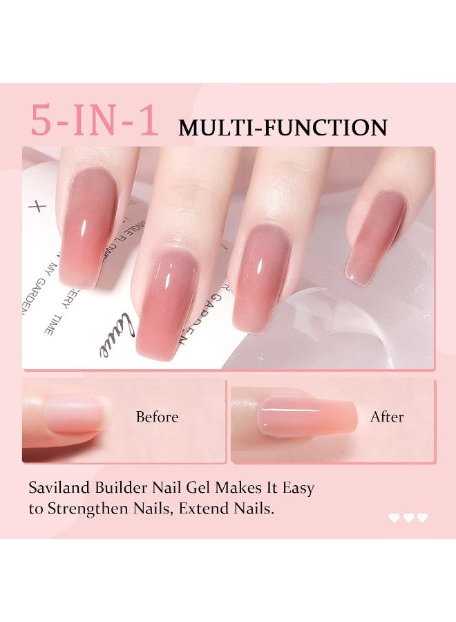 5-In-1 Builder Nail Gel Set - 6Pieces 10Ml Sheer Pink Color Builder Nail Extension Builder Nail Gel In A Bottle, Builder Nail Strengthen And Nail Repair, Hard Gel For Nails Gift Box Set For Ladies