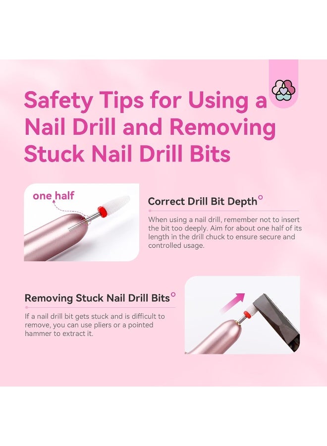 Electric Nail Drill - Electric Nail File Efile Nail Drill Professional Manicure With 6Pieces Nail Drill Bits And 51Pieces Sanding Bands For Acrylic Nail Pedicure Polishing Shape Tools Home Salon Use