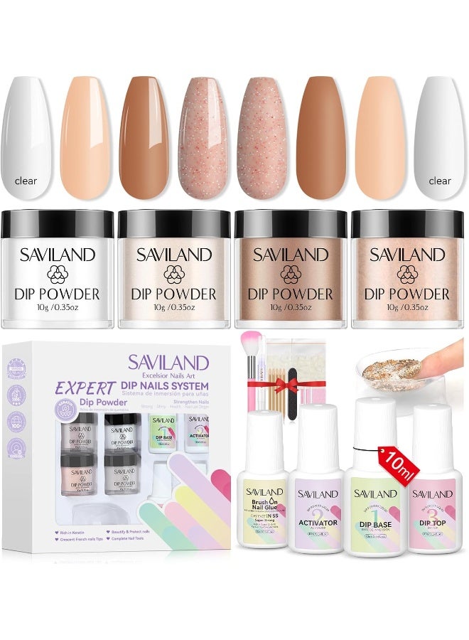 Dip Powder Nail Kit: Keratin French Nails Tips Dipping Powder Pink Dark Nudes Clear Base Top Activator Nail Glue Nail Tools Cuticle Oil Nail Art Strengthen Repairing Beginner Diy Nail Salon