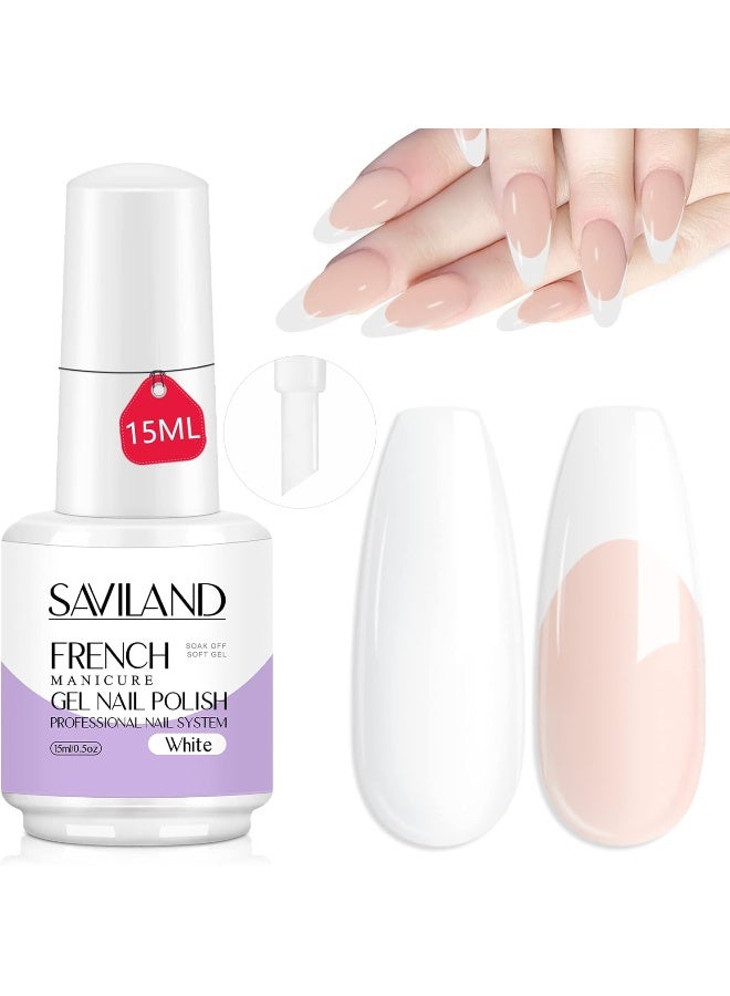 French Gel Nail Polish - 0.5 Fl Oz White Color Soak Off Uv Led Gel Polish Quick French Manicure Design Nail Art Gel Liner For Starter Diy At Home And Professional Nail Salon