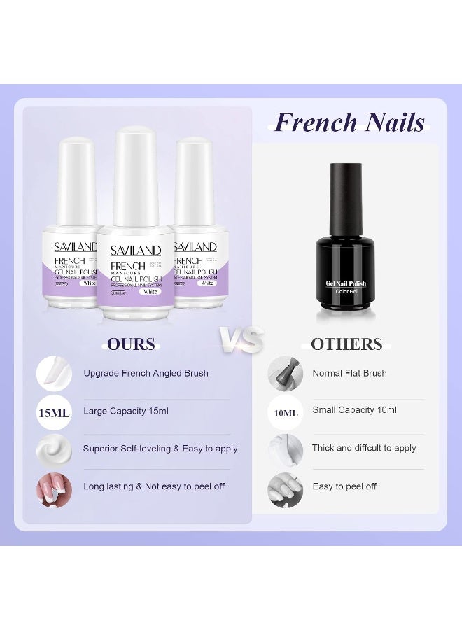 French Gel Nail Polish - 0.5 Fl Oz White Color Soak Off Uv Led Gel Polish Quick French Manicure Design Nail Art Gel Liner For Starter Diy At Home And Professional Nail Salon