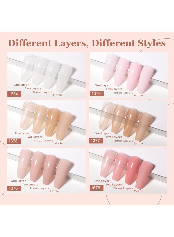 Gel Nail Polish 6 Colors Transparent Jelly Milky White Sheer Pink Neutral Nude Gel Polish Nail Soak Off Nail Polish French Nail Art Manicure Diy Home Salon Gifts For Women