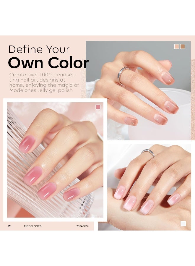 Gel Nail Polish 6 Colors Transparent Jelly Milky White Sheer Pink Neutral Nude Gel Polish Nail Soak Off Nail Polish French Nail Art Manicure Diy Home Salon Gifts For Women