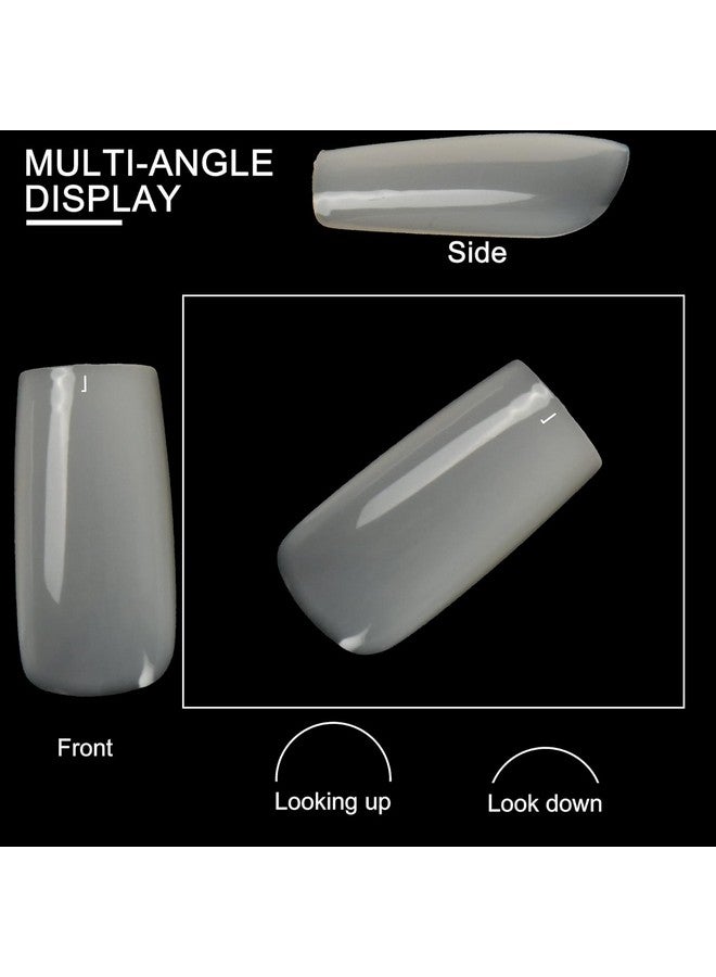 Square Soft Nail Tips, Natural Acrylic Fake Nail Tips, Full Cover Press On False Nails With Box For Nail Tips Art Salons, 10 Sizes, 100Pcs (Natural)