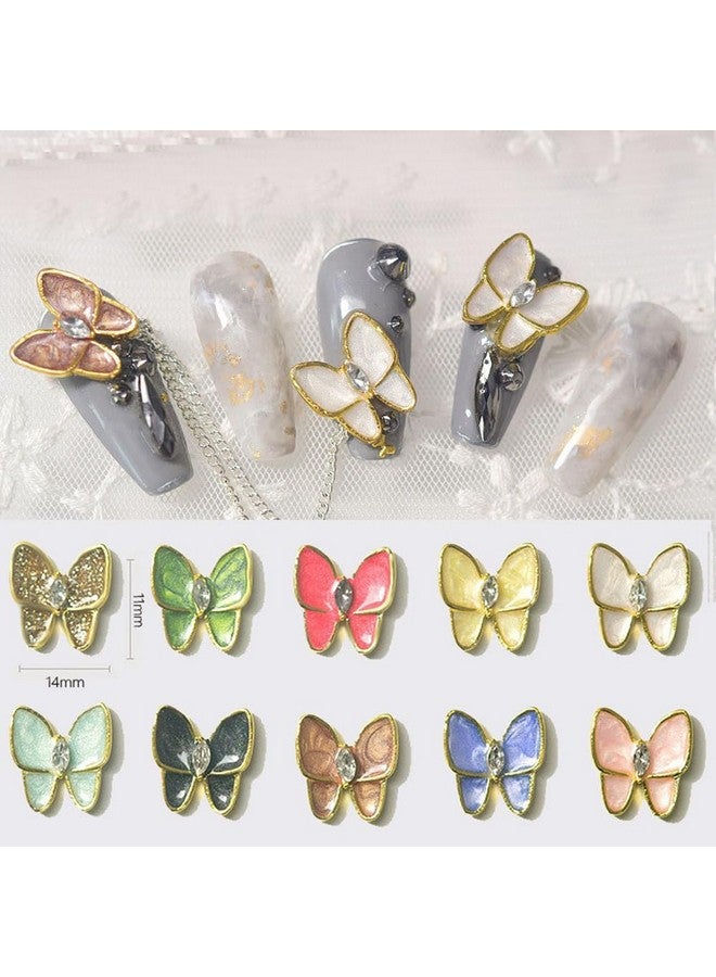 12 Pcs 3D Enamel Big Butterfly Nail Art - Multicolor Diy Manicure Decor