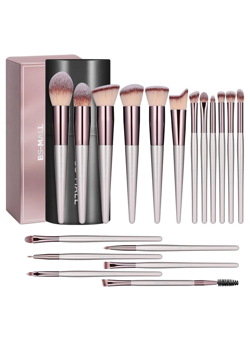 BS-MALL Makeup Brush Set 18 Pcs Premium Synthetic Foundation Powder Concealers Eye shadows Blush Makeup Brushes Champagne Gold Cosmetic Brushes