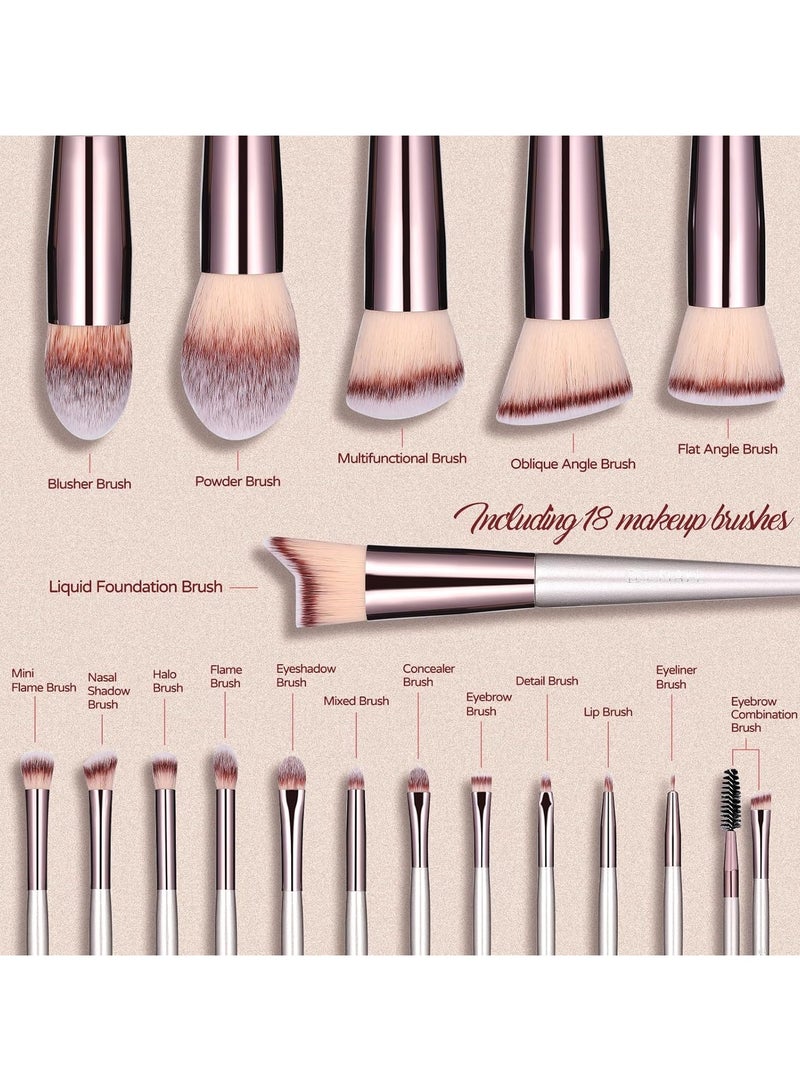 BS-MALL Makeup Brush Set 18 Pcs Premium Synthetic Foundation Powder Concealers Eye shadows Blush Makeup Brushes Champagne Gold Cosmetic Brushes