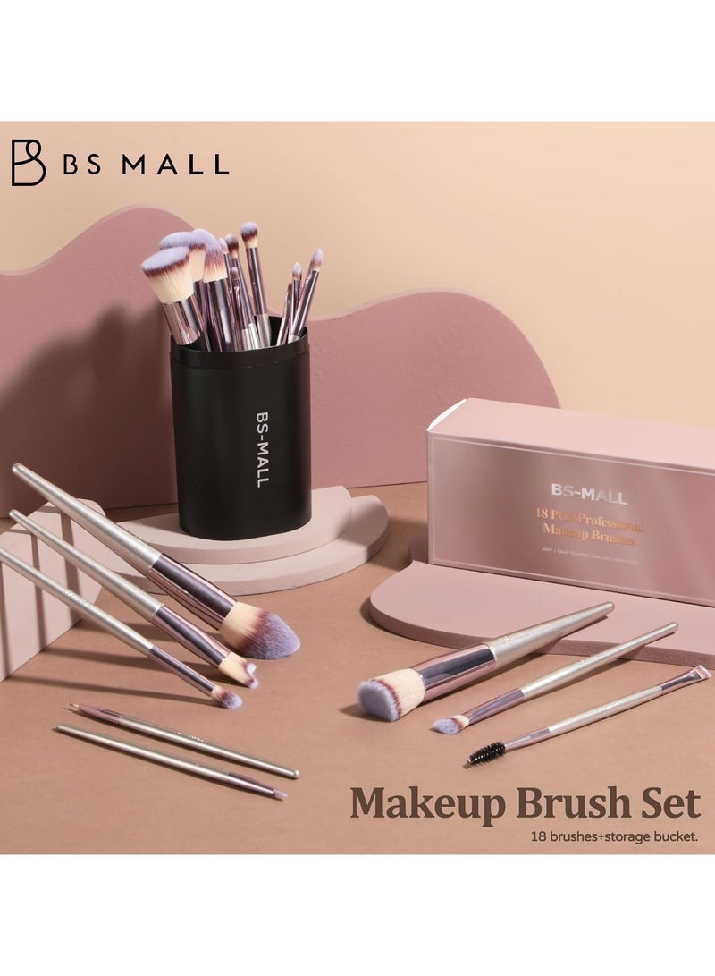 BS-MALL Makeup Brush Set 18 Pcs Premium Synthetic Foundation Powder Concealers Eye shadows Blush Makeup Brushes Champagne Gold Cosmetic Brushes