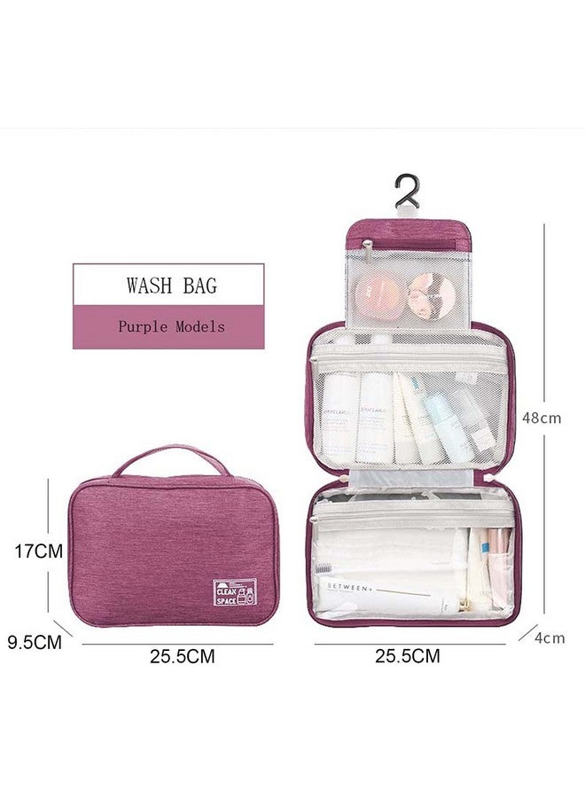 Travel Cosmetic Bag For Men Women, Hanging Toiletry Bag, Makeup Pouch, Waterproof Makeup Cosmetic Bag Travel Organizer For Accessories, Shampoo (Purple S11087)