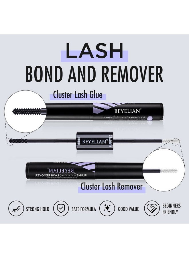 Lash Bond And Remover, Cluster Lash Glue & Remover For Individual Lashes, Waterproof Mascara Wand Comfortable Lash Adhesive Super Strong Hold 48 Hours, Fast Removal Remover With No Residue