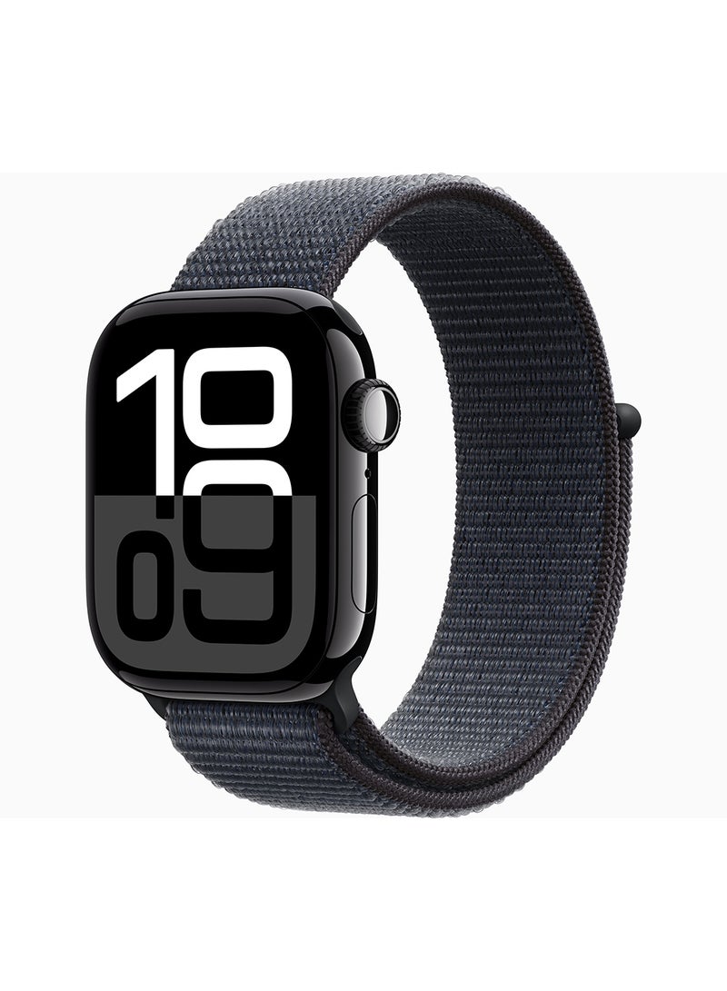 Watch Series 10 GPS + Cellular 46mm Jet Black Aluminium Case With Ink Sport Loop