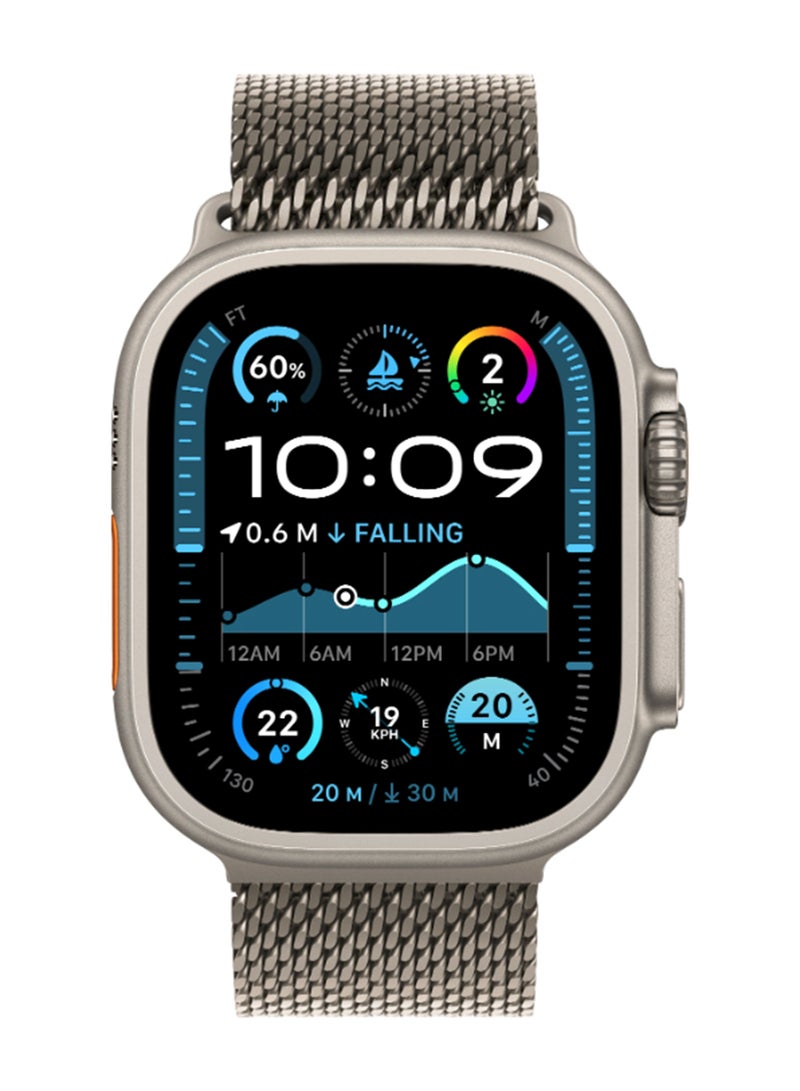 Watch Ultra 2 (2024) GPS + Cellular 49mm Natural Titanium Case With Natural Titanium Milanese Loop - L