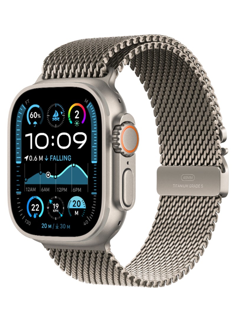 Watch Ultra 2 (2024) GPS + Cellular 49mm Natural Titanium Case With Natural Titanium Milanese Loop - L