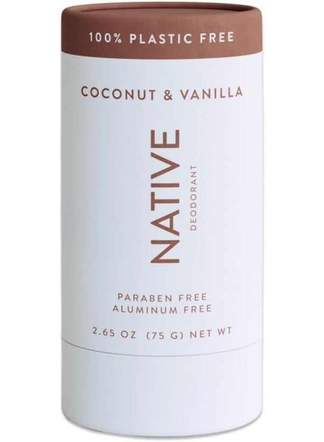 Native Plastic Free Deodorant | Natural Deodorant for Women and Men, Aluminum Free with Baking Soda, Probiotics, Coconut Oil and Shea Butter | Coconut & Vanilla