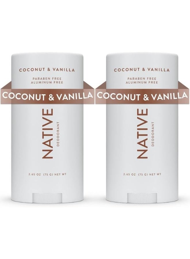 Native Deodorant | Natural Deodorant for Women and Men, Aluminum Free with Baking Soda, Probiotics, Coconut Oil and Shea Butter | Coconut & Vanilla - Pack of 2