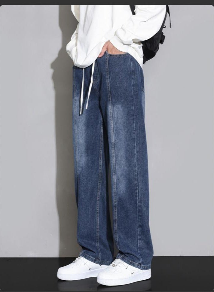 Fashionable Men's Loose Straight Leg Jeans, Wide Leg Casual Pants