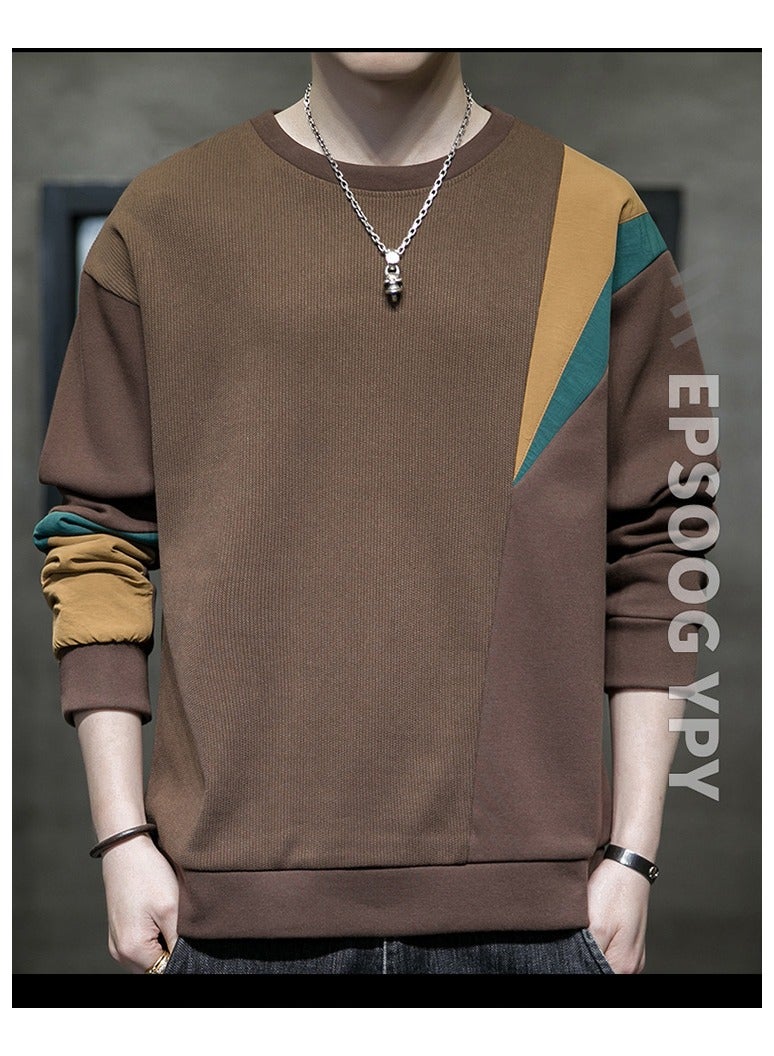 Large Size Fashionable Men's Long Sleeved Easy To Match Sports Hoodie T-shirt