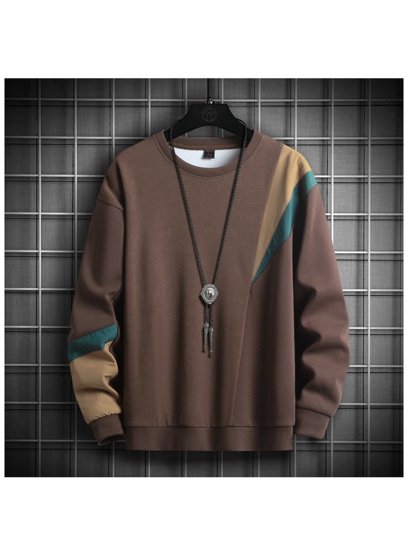 Large Size Fashionable Men's Long Sleeved Easy To Match Sports Hoodie T-shirt