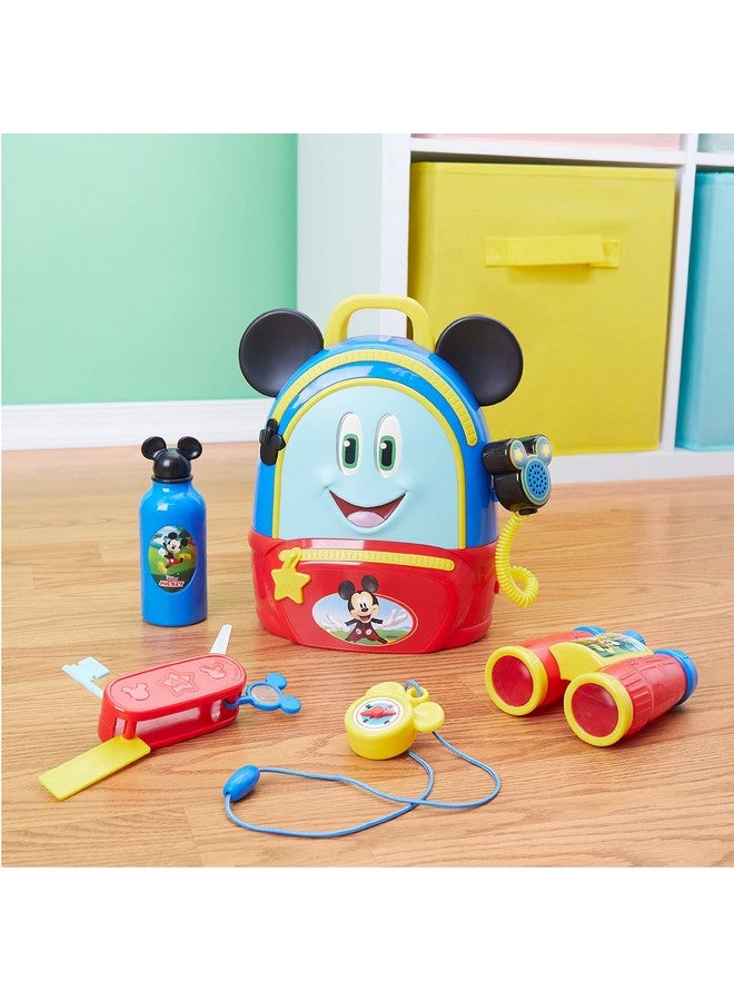 Disney Junior Mickey Mouse Funhouse Adventures Backpack, 5 Piece Pretend Play Set With Lights And Sounds Accessories, Kids Toys For Ages 3 Up By Just Play